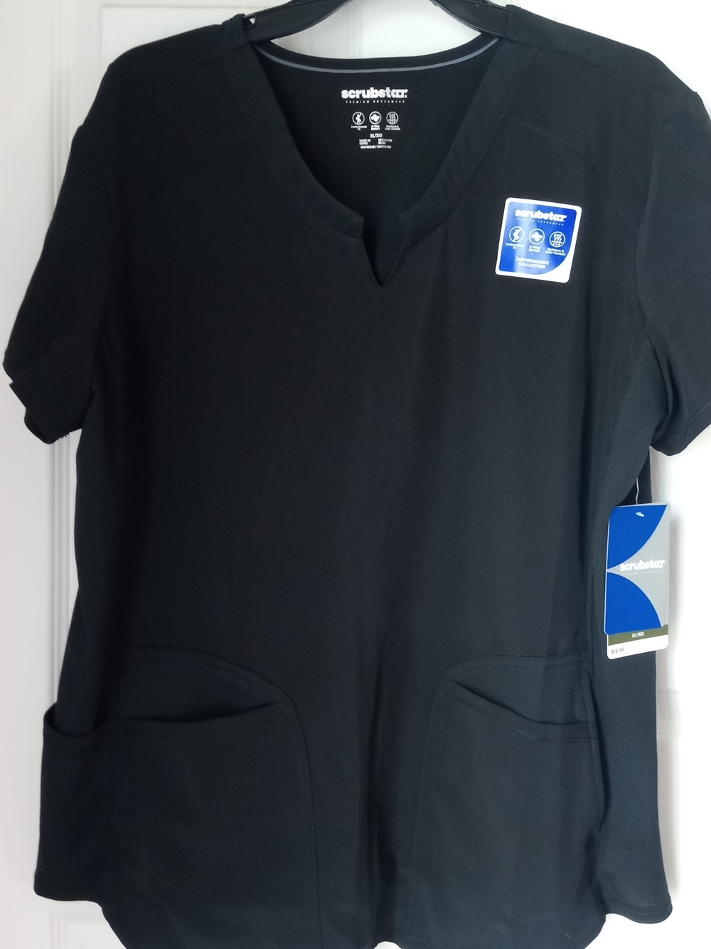 Scrubstar Black V-Neck Medical Scrub Top